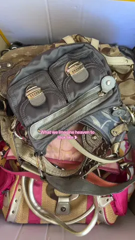What we imagine heaven to look like 😮‍💨  #heaven #bagheaven #y2kbags #guess #coach #coachbags #y2k #2000sfashion #vintage #londonvintage 
