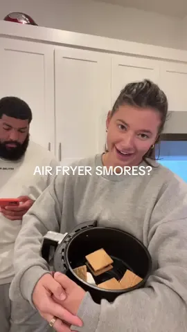 Grump Grump strikes for the camera again. Offers me a nice romantic movie night but with a sprinkle of sass.. gottta love him. Btw were watching Air 😝 #smores #airfryersmores 