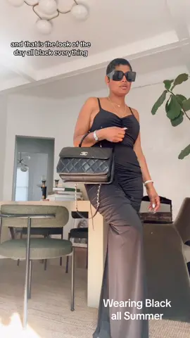 All Black Outfit for the Summer - wearing @Victoria Beckham dress. @Gucci sneakers. #summerlooks #allblackoutfit #OOTD #styleinspo #styletips 