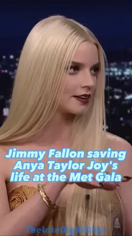 Jimmy Fallon saving Anya Taylor Joy’s life at the Met gala #anyataylorjoy #jimmyfallon #metgala 