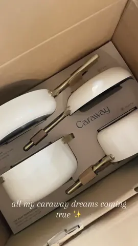 Didnt think id be so excited about pots and pans 😅🤍 #caraway #carawayunboxing #potsandpans #registryideas #weddingtiktok @Caraway Home 