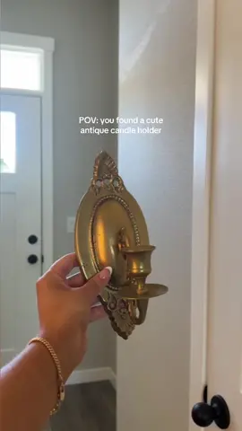 Found the cutest candle holder at the thrift store! Love how it elevated my entry corner. #antiquedecor #modernorganicdecor #stylinginspo #decorideas #styleacorner #homeblogger #homestyle #homestyleideas #wallartdecor #entrywaydecor #homeinfluencer #homedecortiktok #fyp #fypシ #fypage 