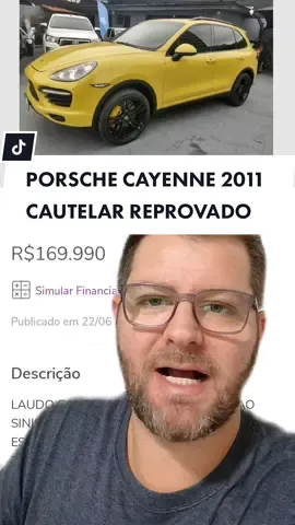 Você compraria um veículo com Laudo Cautelar Reprovado? Da uma olhada nessa Porsche Cayenne 4.8 V8 ano 2011 com passagem de leilão sinistro N5, onde o proprietário está vendendo pelo valor da tabela Fipe e deixou tudo bem claro na descrição do anúncio. Mas caso você esteja avaliando algum veículo para comprar, fala uma consulta veicular na @olhonocarro , Cotelav l.o cupom FACCINA15 que te dá 15% de desconto e assim você já fica sabendo de todo o histórico do veículo e não vai em armadilhas e nem é pego de surpresa! #lucasfaccina #instagram #tiktok #carros 
