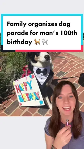 This man just wanted to pet some dogs for his 100th birthday, so his family organized a neighborhood dog parade! Over 200 dogs showed up and lined up around the block to with Robert a happy birthday.  📸 Alison Moore / the Moore family #dogsoftiktok #dognews #dogparade #dogparty #dog #goodnews #positivecontent 