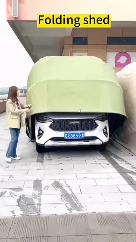 Semi-automatic mobile folding telescopic garage rain proof flame retardant car parking shed thickened with cotton warm car cover outdoor quality bar good # folding shed#fypage #fypシ #fyp 