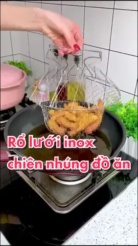 Rổ lưới inox dùng để chiên nhúng đồ ăn #rổ #roluoi #roinox #roinoxchienvotdo #giadungtienich #yeubep 