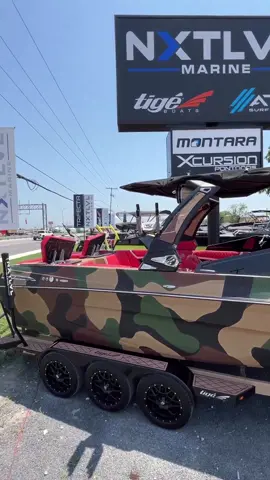 Whos calling dibs on this camo wrap @Tige Boats FOR SALE 😍 #wakeboatsurfing #weekendwarrior #boating #wakeboarding #wakesurf #wakesurfcali #wakeboat #wbs #lakelife #boating #surfing #boatlife #lakelife #letsboat #wakesurfing #2023 #weekendvibs #boatlife 