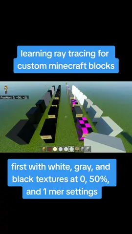 a few textures still buggy but getting there. block lighting range from 0 to 15. color blocks next. #Minecraft  #minecraftrtx  #raytracing  #minecraftbedrock  #minecraftpe  #minecraftmods  #minecraftaddon 