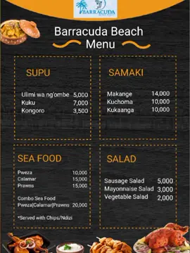 Good food, Good prices🍟🍗🍻 only at Barracuda Beach. KIGAMBONI MAWENI #beachvibes  #goodfoodvibes  #tiktoktanzania🇹🇿🇹🇿🇹🇿 