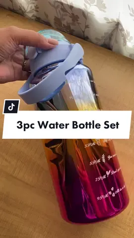 3pc Water Bottle Set:$125.00tt Contains: 2000mls, 700mls, 300mls. Place your orders on our IG. Tap the link in bio #thankyouforthelove♥️ #thankyoutiktok #trinidadsmallbusiness #thankyouforthesupport #aesthetics2023 #trinidadsmallbusiness #trini #trinidadtiktok #waterbottle #motivationalwaterbottle 