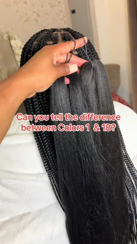 Personally, I feel like they are very similar but color 1 is the truest black and the color 1B is a more natural black with a broen undertone #braids #braidstutorial #knotless