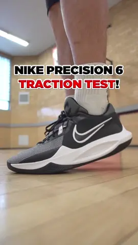 Here is a quick traction test for the Nike Precision 6! These are one of Nike’s best budget models available right now imo and traction is one of its best features! When I played in these I had great grip on clean and dirty courts but I noticed that on hard stops or cuts the traction would give out from time to time. Comment down below which shoe you want me to test next! #nike #nikebasketball #nikeprecision6 #basketballshoes #hoopshoes #courtshoes #kicksoncourt #weartesters #tractiontest 