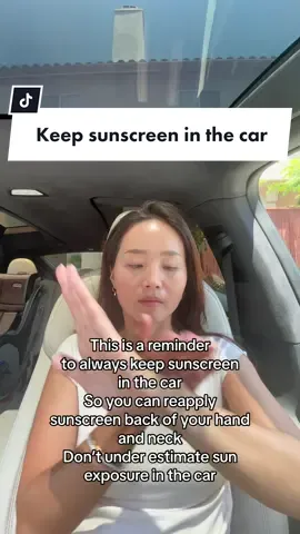 Always keep sunscreen in the car☀️❤️ We wash our hands so many times a day(i hope you do lol) we need to reapply sunscreen multiple times! #sunscreen #antiaginghack #antiaging #sunspots #sunexposure #car #skincare 