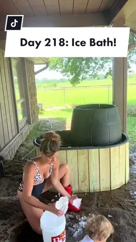 10 gallons of ICE 👀🧊 #icebath #coldplunge #mom #MomsofTikTok #funny #daily #dayinthelife #motherdaughter #motherhood #fun #fyp #foryoupage #ice #redboots #boots 