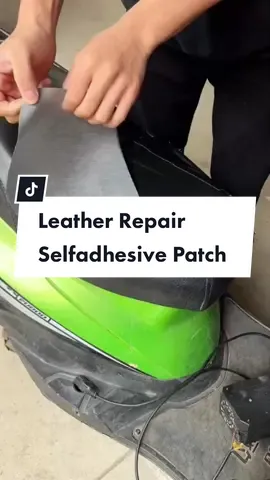 Repairing cracked leather with Self-adhesive repair patch.#leatherrepair #sofarepair #fyp 