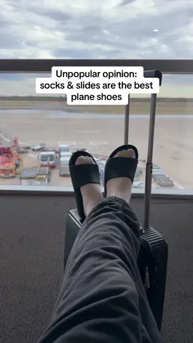 Makes it less wierd if you take your shoes off on the plane….Anyone else?! 🤔 #airport #planeshoes #whattopack #plane 