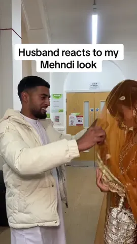 Bless him he was soo shy because my sister was recording 🥹 #foryou #mehndi #husbandreaction #firstlook 