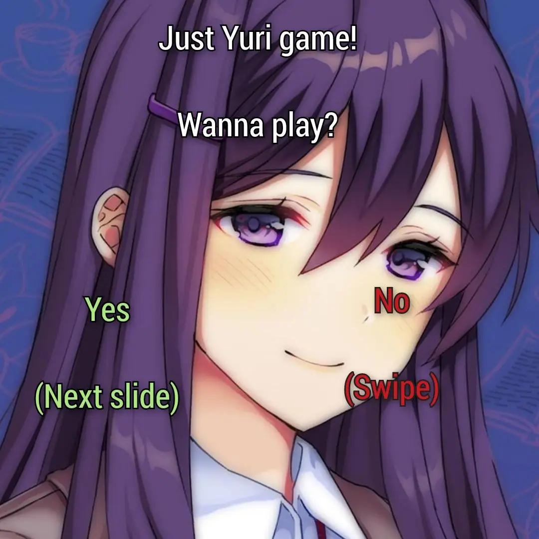 JUST YURI GAME!💜  please tiktok don't delete itt! fake everything! #justyuriddlc #justyurigame #ddlc #dokidokiliteratureclub #dokidoki #yuriddlc #yuridokidokiliteratureclub #dansalvato #ddlcgamepay #dokidokiliteratureclubgamememe #slideshowgame #choicegame 