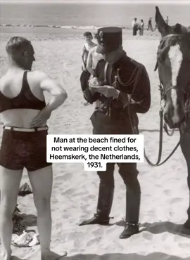 The man at the beach was fined for not wearing decent clothes, Heemskerk, the Netherlands, 1931. #1930s #30s #fine #historicalphotos #netherlands #oldphoto #fyp 