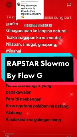 Replying to @try1kfollowers Ito na po.....Rapstar slowmo By Flow G.. RAPSTAR - Flow G #rapstar #rapstarlyrics #rapstarflowg #rapstarflowglyrics #spotifylyrics #songlyrics #raplyrics #music #newrapsong #musesthroughmelody #fyp#slowmo 