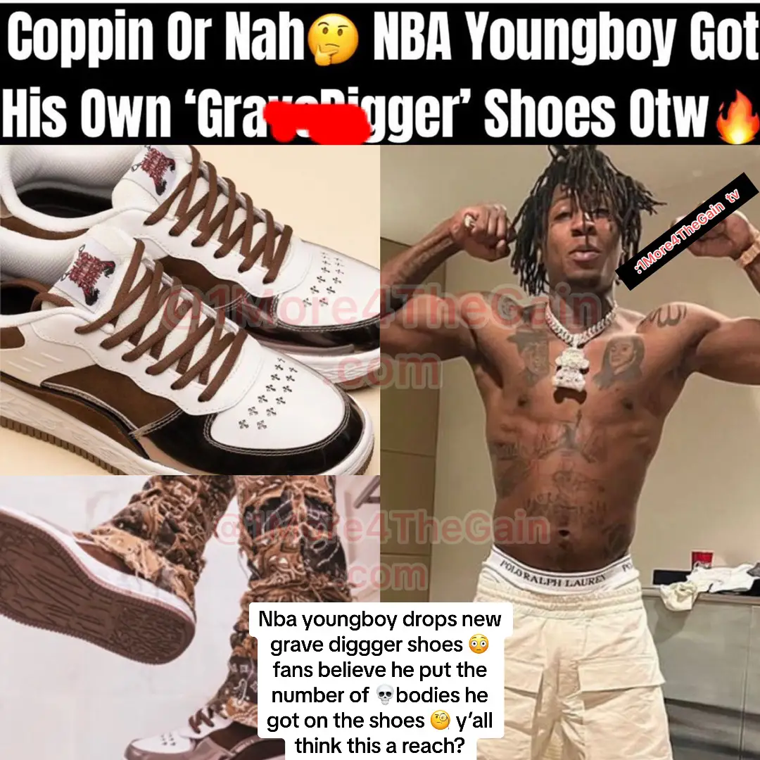 #nbayoungboy drops new grave diggger shoes 😳 fans believe he put the number of 💀bodies he got on the shoes 🧐 y’all think this a reach?