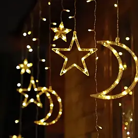 Star Moon LED Solar Star Moon Light Curtain Light USB Remote Control Light String Bedroom Christmas Day Decorative Light#nightlight #christmas #linght #solarlights 