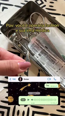 Pov: vc é operária fashion e a sua irmã médica #fashiondesigner #bordadoamao #backstage #reallife 
