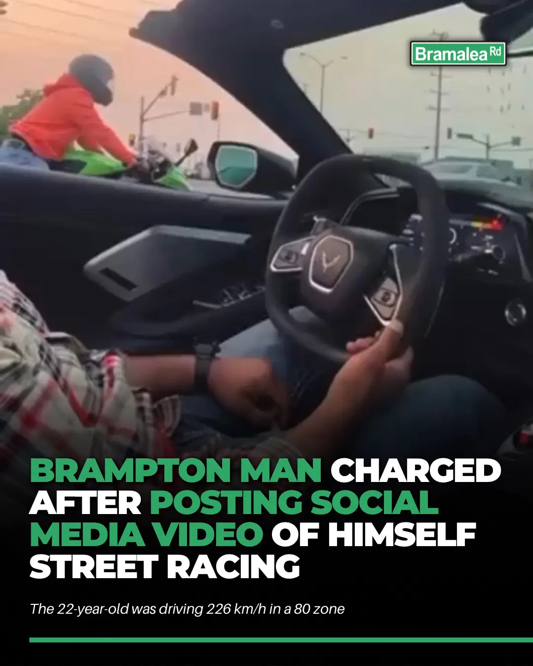 Peel Police say a 22-year-old Brampton man is facing multiple charges after he allegedly filmed a video himself racing a motorcycle and posted it across social media 😬🚨 Police say the man was going more than double the speed limit at 226 km/h in a 80 zone. Using the video, police were able to identify the driver and the 2022 Chevrolet Corvette involved Upon investigation the driver was arrested by police, had his license suspended and car impounded. Police are still trying to identify the motorcyclist ‼️🅱️🛣️ #News #Canada #CanadaNews #Motorcycle #Cars #CarsofTikTok #NeedForSpeed #Racecar #Nascar #PeelPolice #Police #Cops #Ontario #Fail #Chevrolet #Corvette #Brampton #Toronto #TorontoTikTok #TorontoTok #TorontoLife #Fyp #ForYouPage 