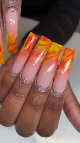 Summer vibes on these acrylic marble tips 😎  Products:  Tapered Square Nail Tips  Mega Bond Primer  Size 12 Acrylic Brush  Bare Acrylic Powder  Crystal Clear Acrylic Powder  Gel Top Coat    #nailsofinstagram #nailsart #nailvideo #kcnails #kcnailtech #overlandparknails #kcknails #acrylicapplication #acrylicnails #longnailsdontcare #nailtech #nailtechtipsandtricks #beginnernailtechtips 