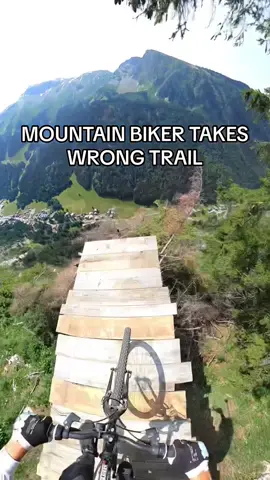 Mountain biker takes wrong turn! #mountainbiking #mountains #fyp #fypシ #basejump@UNREEL @Monsterenergy 