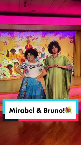 Meet Mirabel & Bruno onboard the Disney Magic!🛳️💐✨ These two were AMAZING to say hello to!🥳 @DCL #encanto #wedonttalkaboutbruno #mirabel #mirabelmadrigal #disneymagic #disneycruiseline #DCL 