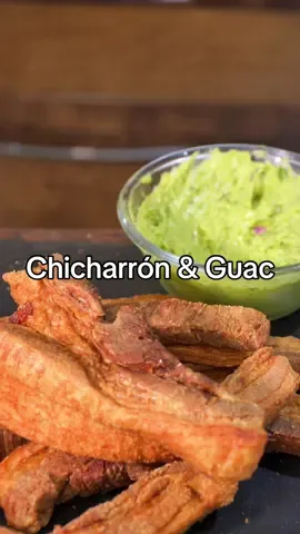Fried Pork & Guac Recipe (Have you had this before??) • Boil for 35-45Min Fry at 350F for 5-7 Min or until Golden Brown. Fry again at 375F for 3-5 Mins or Until Crispy and Golden Brown • Ingredients -  1 Pkg Pork Belly  Half Onion  1 Tbsp Peppercorn 2 Star Anise  4 Bay Leaves  2 Peppers (Chili Pods) Pinch of Salt 2 Chicken Bouillon Cubes  ——————————————- Creamy 😩 Guacamole 🥑  2 Avocados  3 Cloves Garlic 1 1/2 Tbsp Olive Oil 1 Lime (Squeezed) Pinch Salt 1 Tsp Serrano  1 1/2 Tbsp Red Onions 1 1/2 Tbsp Cilantro/Parsley (idc) —————————————— #fyp #chicharron #chicharronchallenge #guacamole #Foodie #chicharronandguac #tiktokrecipe #viral 