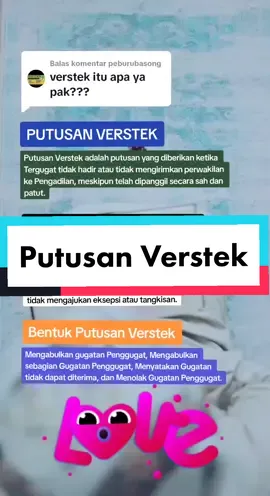 Membalas @peburubasong Putusan Verstek adalah putusan atas Gugatan Penggugat tanpa dihadiri oleh Tergugat. #putusanverstek #pengacaralampungutara  #pengacaralampung  #putusanverstek  #lbhtulangbawangbarat 