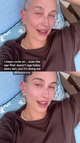 #stitch with @Hailey Bieber  the age filter is favoring hailey bieber and doing the rest of us dirty. This shits rigged! 😂 #haileybieber #skinfluencer #skincaretips #funnyvideos #filter #skincare #agedlikefinewine #haileybieberedit #fyp #comedyvideo 
