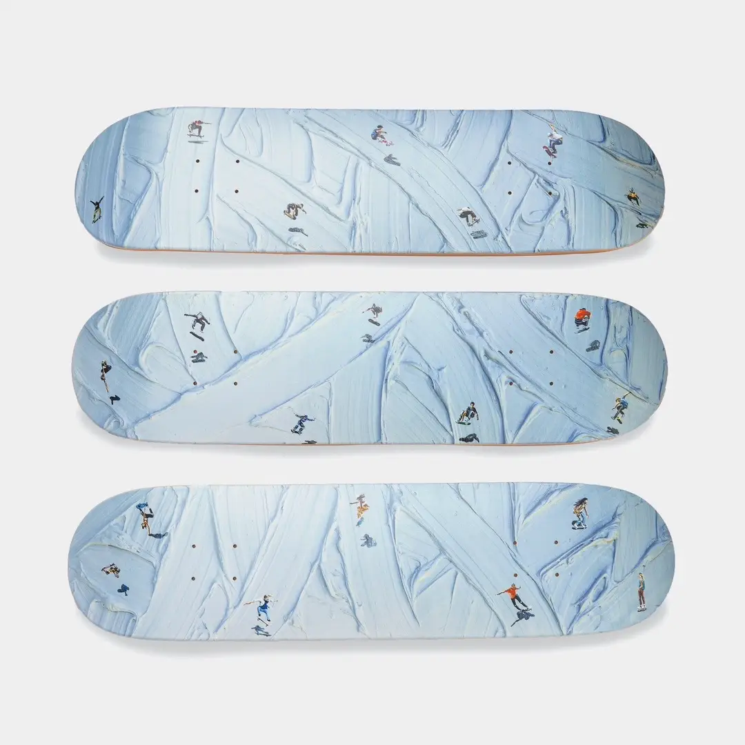 Subway Surfers now available as limited edition prints on Canadian maple skateboard decks. 🏂 This collaboration with Super Galerie turned out better than I anticipated and I’m still baffled by the fact that the texture looks so real on these decks! 🛹  I hung all three decks in my studio but by no means do you have to get all three - each deck has a title of its own and a story to match. 🖼️ All of these decks come with the necessary display clamps to hang horizontally on a wall. I love that they look like they’re floating. 👻 The best part is that Super Galerie plants a tree for each deck that is sold 🌲