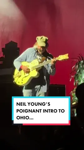 Neil Young wrote one of the greatest protest songs of all time, ‘Ohio’, in reaction to the deaths of four protestors shot and killed during a Peace Rally at Kent State on May 4th, 1970. Before he sang this song at the Greek Theatre the other night, he made a poignant observation regarding the lack of reasonable gun control and the epidemic of mass shootings sweeping the USA #neilyoung #guncontrol #music #fyp