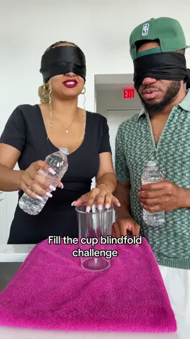 We had to try the “fill the cup blindfold challenge” How do you think we did?🤣🤣😂 #fun #challenge #lingandlamb 
