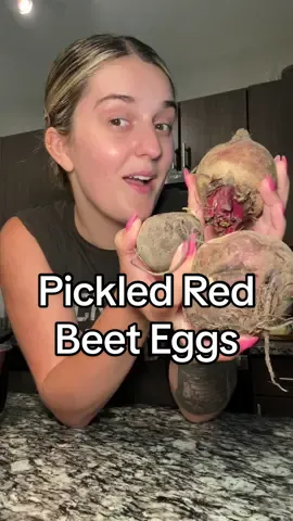 Pickled red beet eggs, a PA Dutch delicacy 😋 #redbeeteggs #pickledbeets #pickles #pickletok #izeatz 