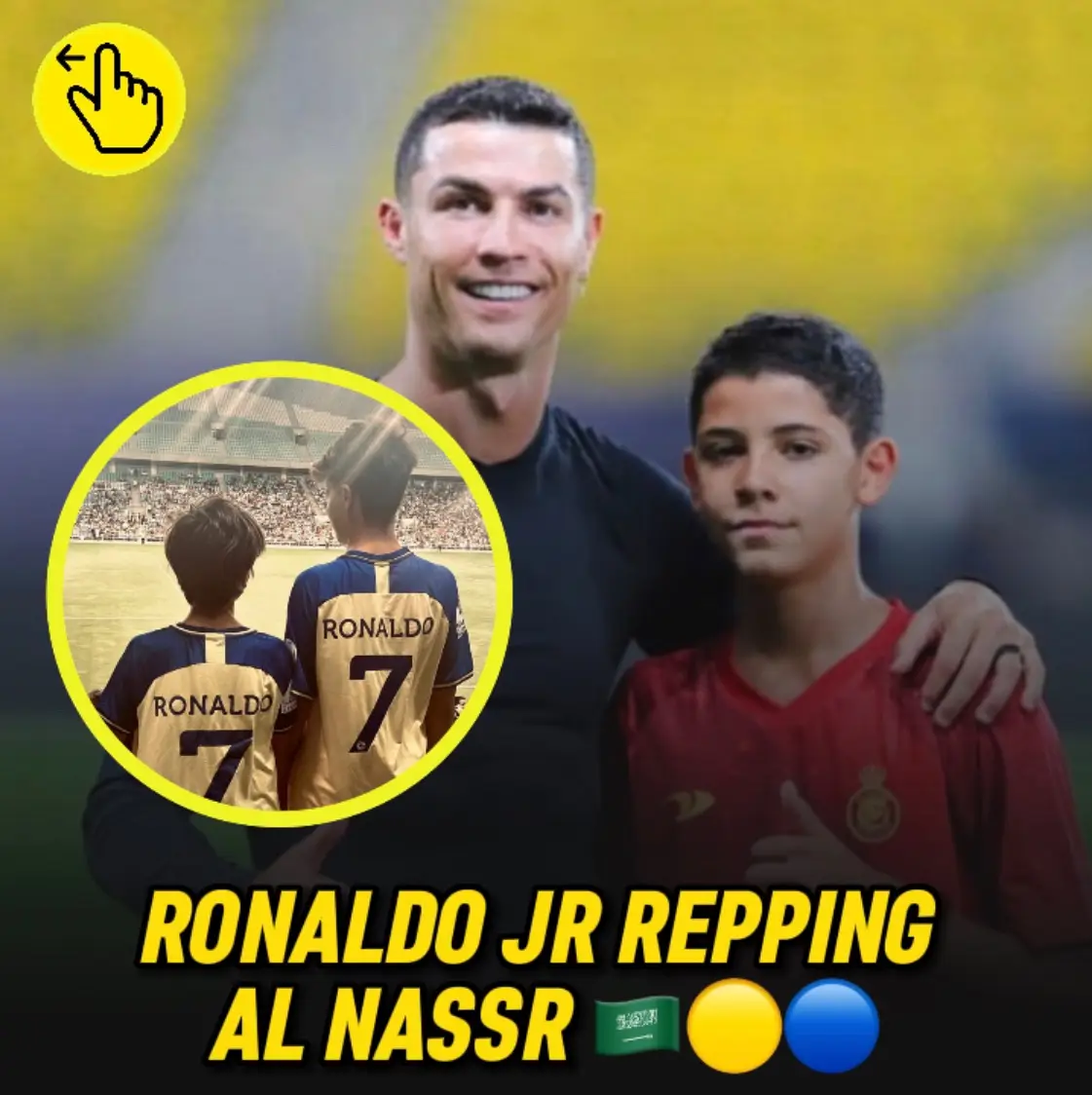 Here are some PHOTOS of RONALDO JR representing him & his father’s CLUB: Al Nassr 📸🟡🔵 Are you an AL NASSR SUPPORTER? 🤔 Leave A Comment Below! 👇🏼💬  Follow For More! 🙌🏼 #CristianoJRBase  ❗️DISCLAIMER❗️REPOSTING MY EDITS = REPORTED ©️ 🏷️: #explorepage #viral #trending #cristiano #ronaldo #cristianoronaldo #cr7 #cr7jr #cristianojr #ronaldojr #ronaldoson #ronaldos #ronaldofamily #famous #saudiarabia #baller #talented #ronaldojr #academyplayer #famous #alnassr #mahdsportsacademy #elitelevel #academyfootball #footballacademy #alnassr #alnassracademy