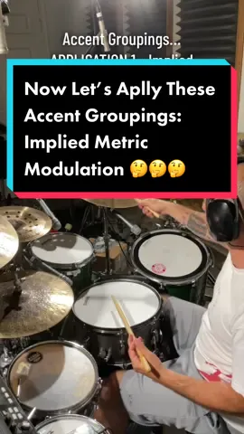 For the past week, I’ve been doing these exercises outlining the different accent groupings in 16th notes between 2 and 9… here’s one way these groupings can be applied to the #drumset #drumlesson #drumteacher #polyrhythms #metricmodulation #drums 