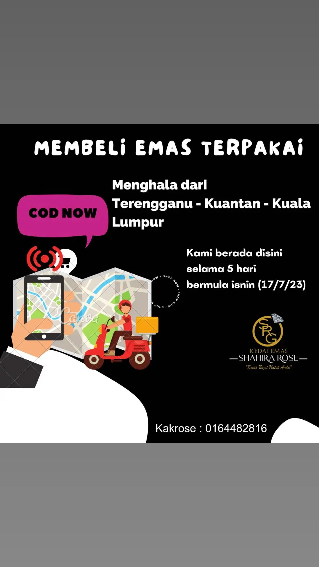 Perlukan cash segera ??  Kami akan bergerak ke tempat anda selama 5 hari 😘😘  Kami terima : ✅Emas patah/rosak ✅Emas baru Laluan harini dari kuala terengganu-kuantan-kuala lumpur 😍 