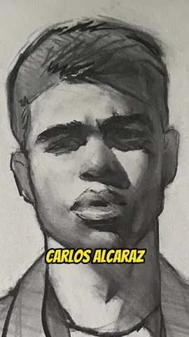 Charcoal portrait sketch of Wimbledon champion Carlos Alcaraz #carlosalcaraz #Wimbledon #drawing #portraitart 