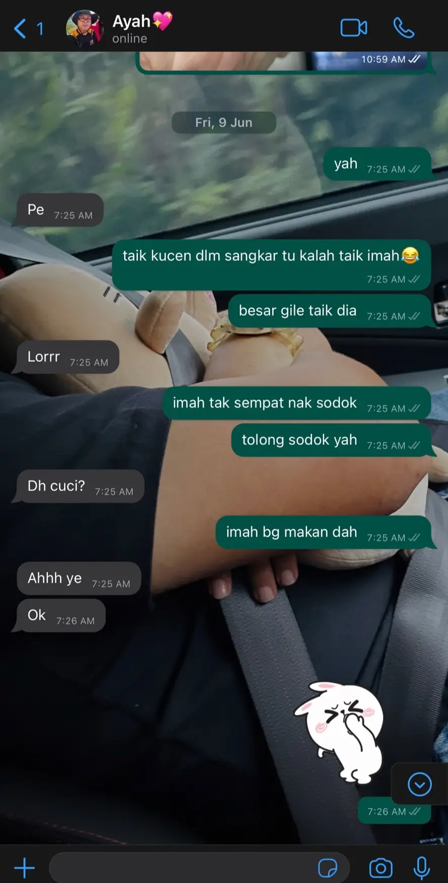 nak bayang ketiadaan ayah ni mmg berat ya. sebolehnya taknak fikir pun kalau dia dah takda nanti mcm mana. tapi ayah hanya pinjaman dari Tuhan. ayah akan selalu jadi kesayangan imah, buah hati imah & syurga imah❤️ imah sayang ayah. imah harap ayah bangga dengan imah. in shaa Allah, suatu hari nanti imah akan balas segala jasa & kebaikan ayah. semangat ayah💪🏼 