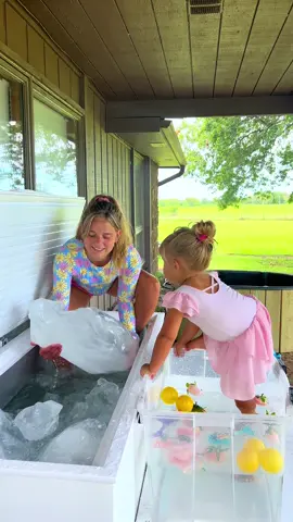 It was a close call but we got it thanks to the man muscles 💪🏼🙌🏽🤩 #icequeen #icebath #motherdaughter #qualitytime #quality #satisfying #asmr #mommydaughter #mom #ice #cold #coldplunge #queen @TheBoys1776 