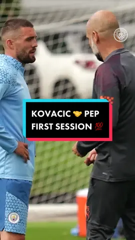 A first session for #Kovacic with Pep 🤝  #ManCity #ManchesterCity #PepGuardiola #MateoKovacic 