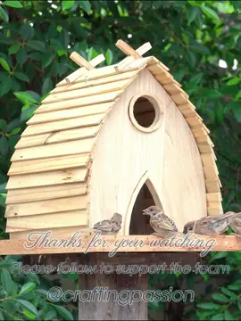 DIY a small and adorable wooden house for the little birds #DIY #craft #woodcraft #woodworking #woodcrack #woodworkingtips #birdhouse #viral #craftingpassion 