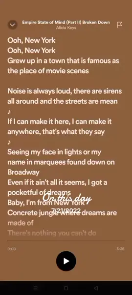 Empire State of Mind ( Part ll ) Broken Down #onthisday #lyrics #memories #music #aliciakeys #fypシ #fyp 