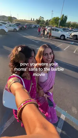 a man at the theater bowed down to us 😭 i love wearing saris #browntok #BarbieMovie #sari #desiclothes #pinksari #barbiemovieoutfits #barbieoutfit #brownbarbie #OOTD #indianclothes #heyimhershy #browntiktok #browngirls #brownfy 
