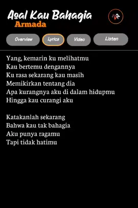 Armada - Asal Kau Bahagia #armada #asalkaubahagia #lyrics #fulllyrics #lirikgoogle #lirikgoogle #music #laguindonesia #🎧 #🎵 #fyp 