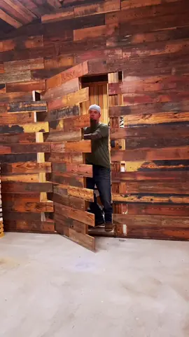 This decorative shiplap wall has a BIG secret… @DEWALT #sponsored #dewalttough #hiddenwall #shiplap #homedecor #secretroom #woodworking #DIY #hiddendoor